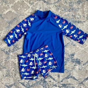 Kids Blue Shark Swim Set in great shape Size 7